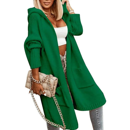 🧥 Women's Oversized Hooded Longline Knit Cardigan with Pockets 🧶