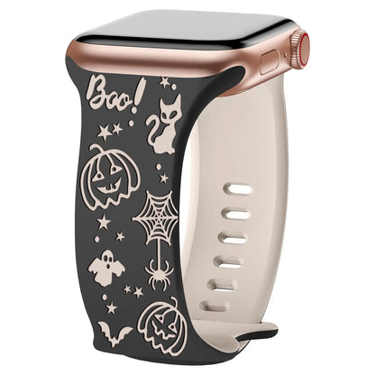 🎃 Halloween Engraved Silicone Watch Band with Butterfly Buckle 👻