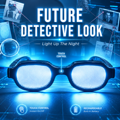 🕶️ Cyber Detective Touch LED Light Up Glasses Anime Cosplay Party Eyewear 🔍