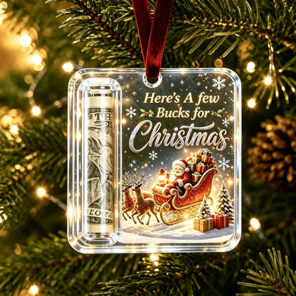 🎄 Christmas Cash Holder Acrylic Ornament – Tree Hanging Money Gift Keepsake ✨