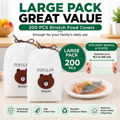 🥗 100Pcs Reusable Elastic Food Storage Covers Set 🍉