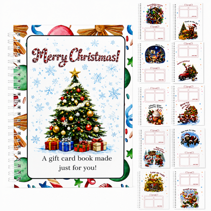 🎄 Spiral-Bound Christmas Gift Card Book with 12 Themed Pages 🎁