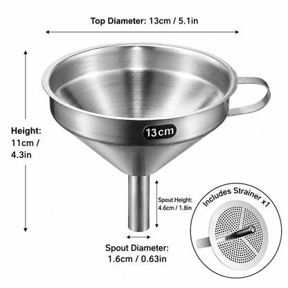 ✨ ProPour 304 Stainless Steel Kitchen Funnel with Removable Strainer 🫗