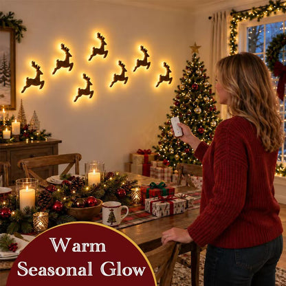 🎄 50% OFF 8-Piece Santa & Reindeer Christmas Wall Lights – Create a Complete Holiday Scene