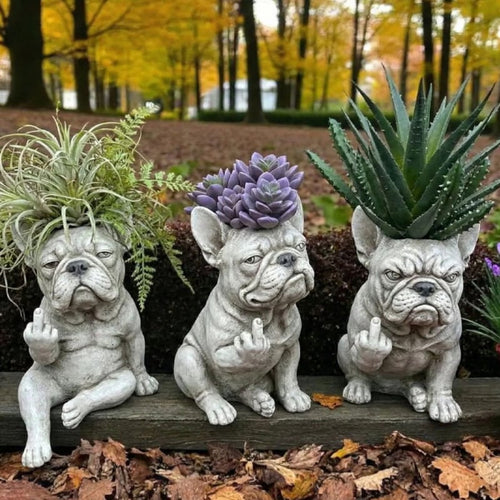 🐶 Funny Bulldog Planter – Cute Resin Plant Pot & Desk Decor