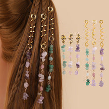 European and American-style bold braided hair ties with unique natural stone pendants