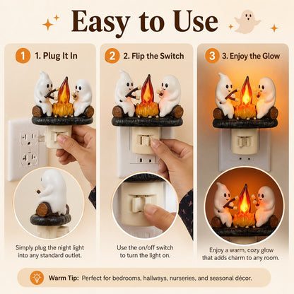 👻 Ghost Campfire Flickering LED Nightlight 🔥