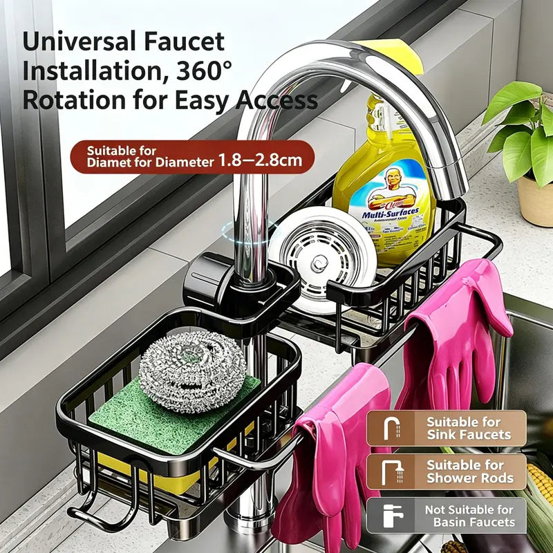 🫧Detachable Stainless Steel Sink Caddy for Kitchen & Bathroom