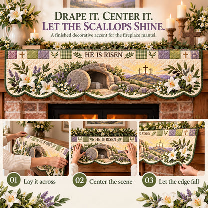 ✝️ 50% OFF Easter Faith Mantel Scarf – Christian Patchwork Fireplace Décor 🌷