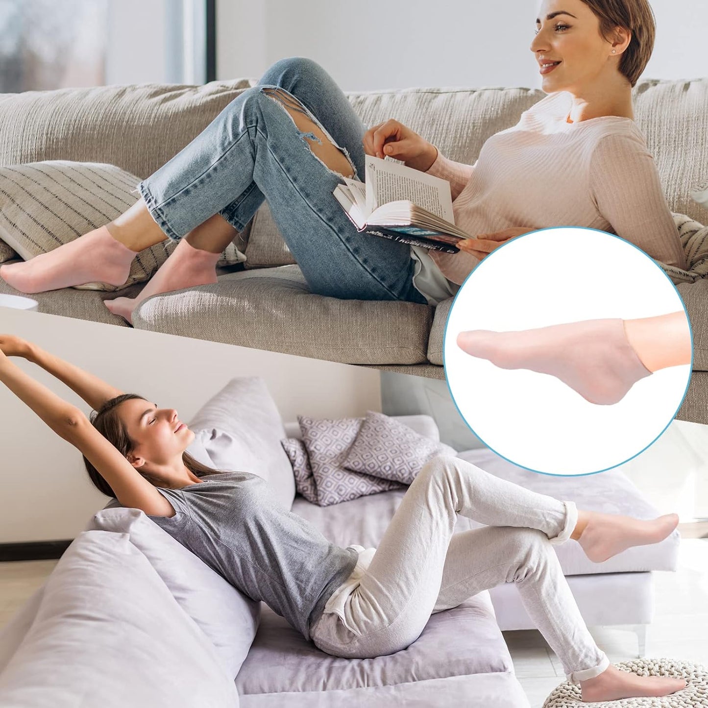 💗3-Pack Reusable Moisturizing Silicone Foot Mask Socks
