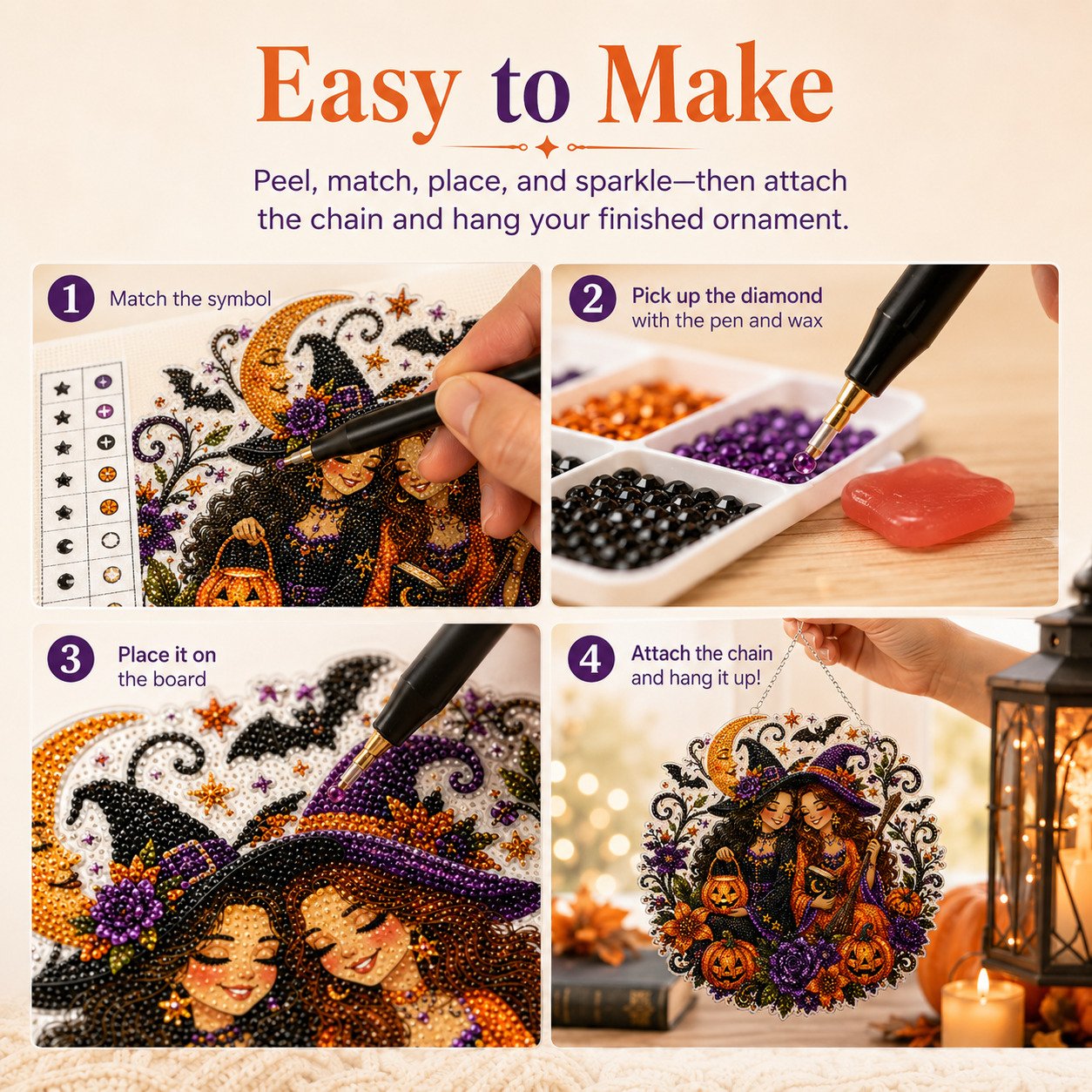 🔮DIY Witch Diamond Painting Suncatcher Ornament 🎃