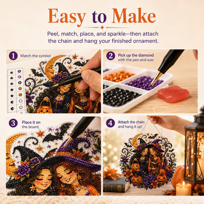 🔮DIY Witch Diamond Painting Suncatcher Ornament 🎃