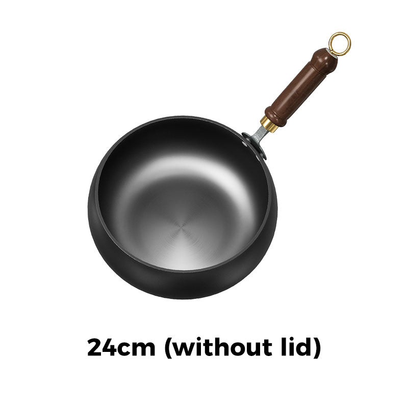 🍳 Uncoated Cast Iron Wok – Deep Iron Cooking Pan