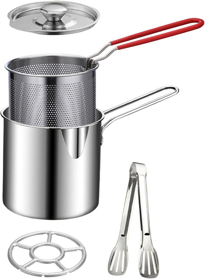 🍟 Personal Mini Deep Fryer Set – Compact 304 Stainless Steel Frying Pot