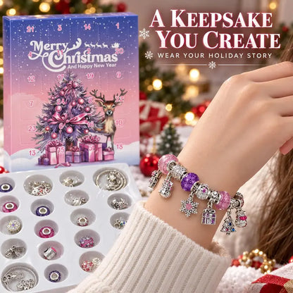 🎄 24-Day Christmas Jewelry Advent Calendar – DIY Charm Bracelet & Necklace Kit