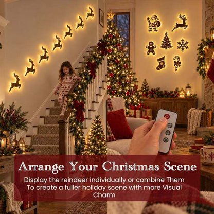 🎄 50% OFF 8-Piece Santa & Reindeer Christmas Wall Lights – Create a Complete Holiday Scene