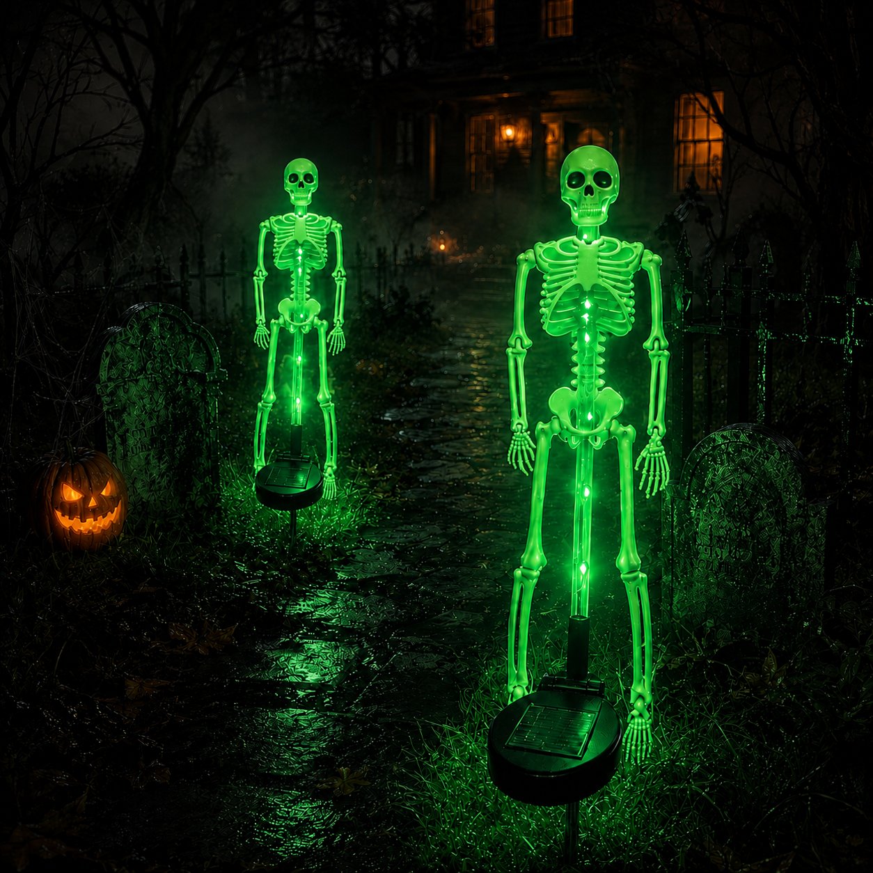 💜 Solar Light-Up Skeleton Yard Stake – Purple Glow Halloween Outdoor Decor 👻