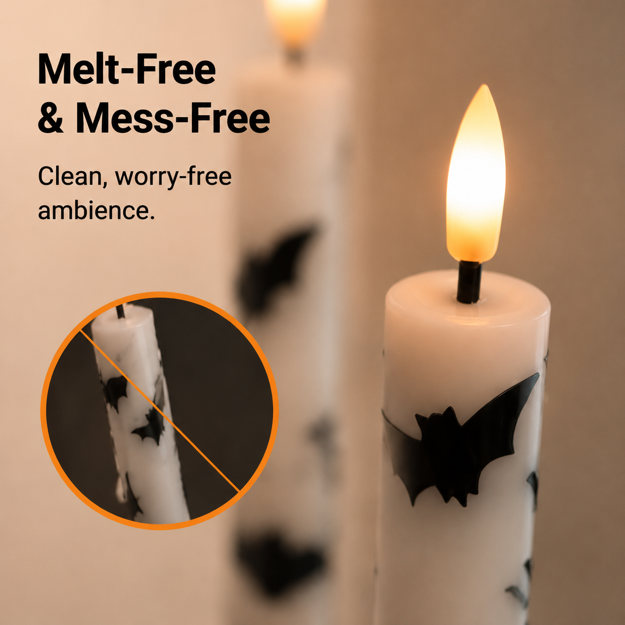 Halloween Flameless Taper Candles