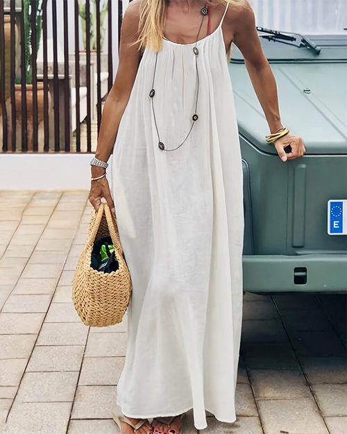 💃LAST DAY SAEL 50% OFF!!✨Women's Solid Color Backless Cami Dress💕