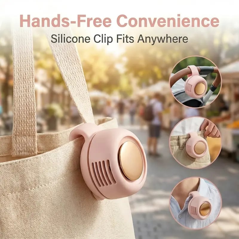 🏕️ Summer Outing Essential – Bladeless Clip Fan for Stroller, Desk, Waist & Phone