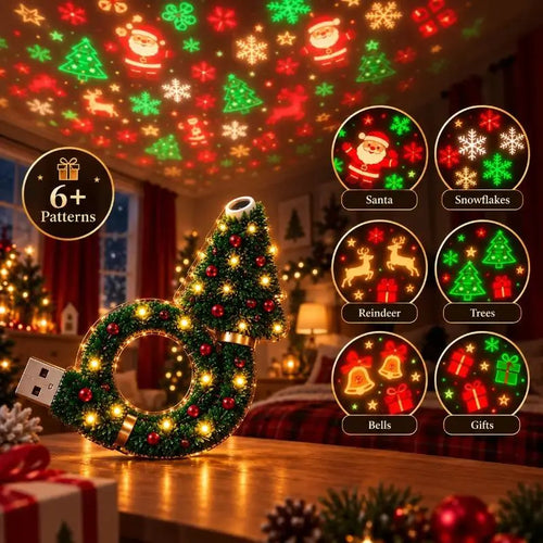 🎄 50% OFF Christmas Projector Night Light ✨ USB Holiday Wall Projector