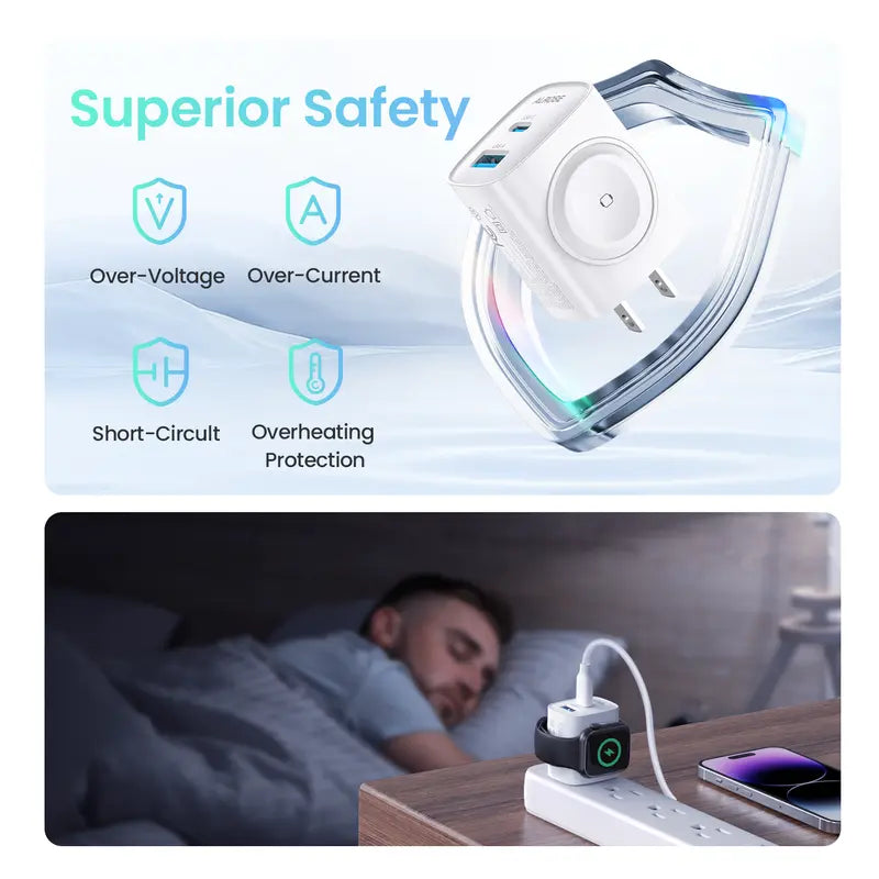 🔥Last Day 55% OFF - 3-in-1 20W USB-C Fast Charger with Magnetic Apple Watch Dock & Cable