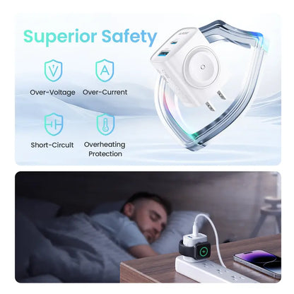 🔥Last Day 55% OFF - 3-in-1 20W USB-C Fast Charger with Magnetic Apple Watch Dock & Cable