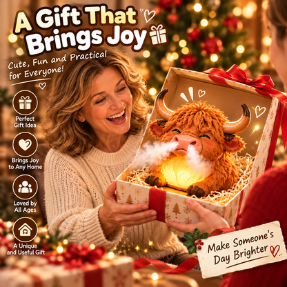 🐮 Highland Cow Huff™💡 – Tap-to-Puff Humidifier & Colorful Night Light
