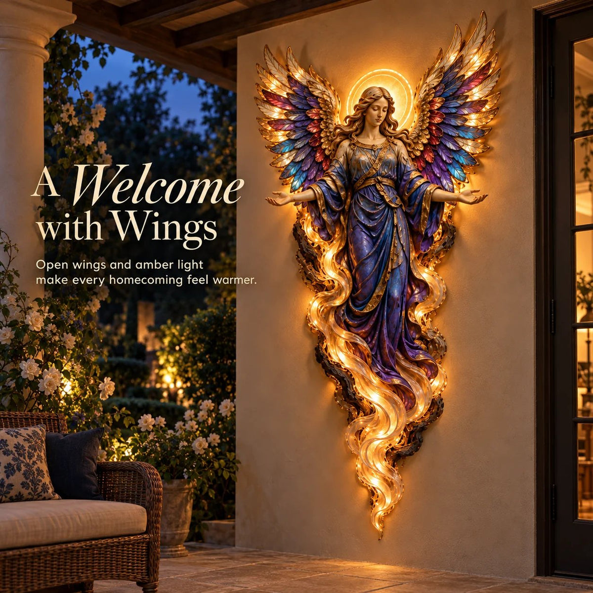 ✝️✨ Lighted Angel Wall Sculpture – Glowing Guardian Angel Decor, Christian Faith Gift & Home Blessing 🪽