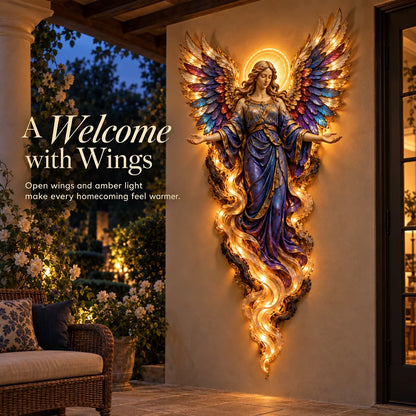 ✝️✨ Lighted Angel Wall Sculpture – Glowing Guardian Angel Decor, Christian Faith Gift & Home Blessing 🪽
