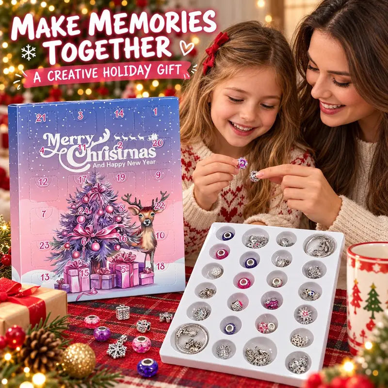 🎄 24-Day Christmas Jewelry Advent Calendar – DIY Charm Bracelet & Necklace Kit