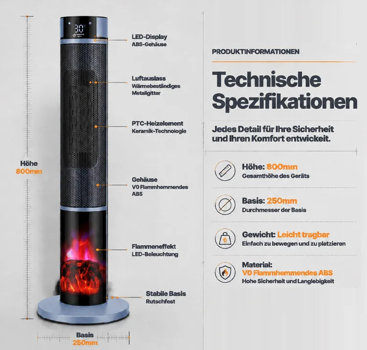 🔥[Seulement 1 kWh par semaine] Chauffage soufflant cheminée 3D haut de gamme | Chauffage rapide en 3 secondes | Classe énergétique A+++ | Mode économie d'énergie IA