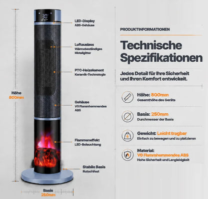 🔥[Seulement 1 kWh par semaine] Chauffage soufflant cheminée 3D haut de gamme | Chauffage rapide en 3 secondes | Classe énergétique A+++ | Mode économie d'énergie IA