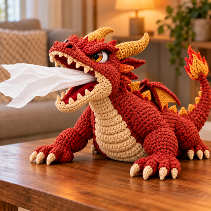 🐉 Fantasy Crochet Tissue Box Cover DIY Kit - Dragon & Lava Turtle 🧶