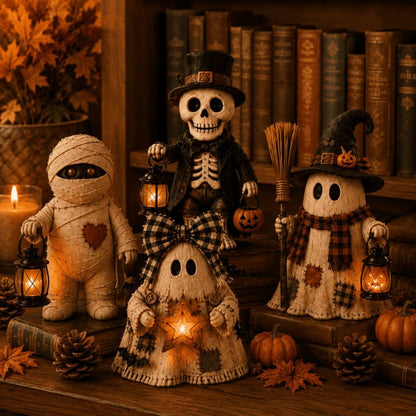 🔥Last Day 49% OFF -🎃 Cute Spooky Halloween Mantel Figurine – Cozy Resin Decor 🍂
