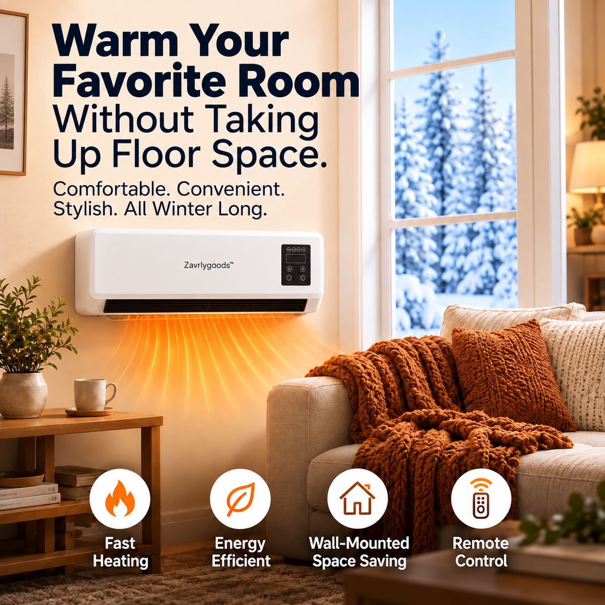 Black Friday Early Bird Deals-Wall-Mounted Space Heater with Thermostat and Remote Control