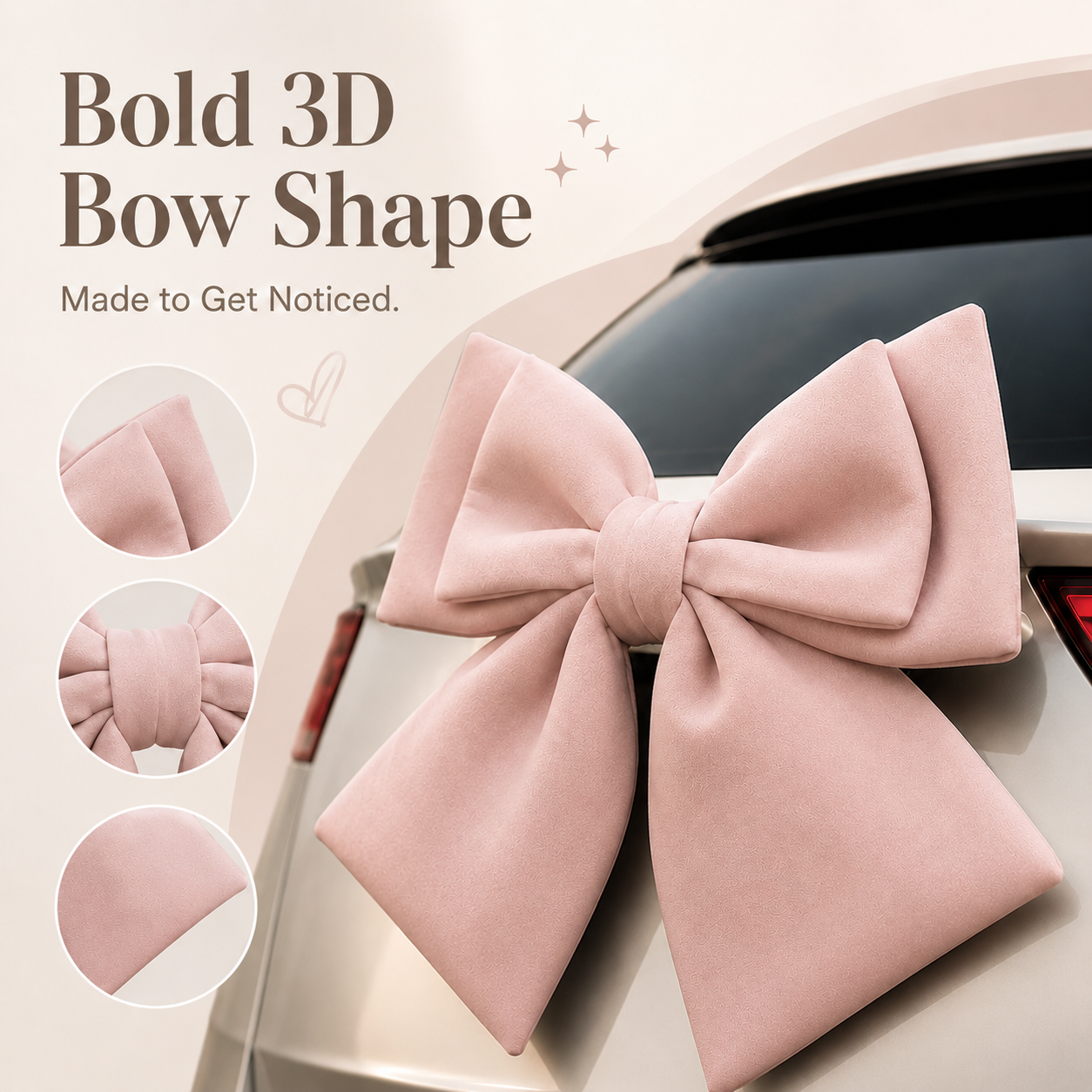🎀 3D Oversized Pink Bow Car Exterior Decoration Sticker 🚗