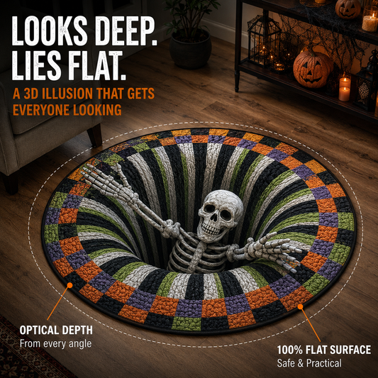 ⏰ LIMITED-TIME DEAL ⏰ 50% OFF 💀 Halloween 3D Skeleton Pit Illusion Rug 🎃