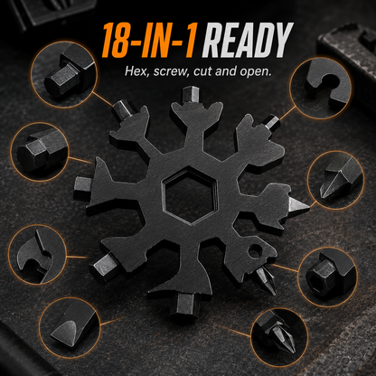 ❄️ 18-in-1 Stainless Steel Snowflake Multitool Keychain 🛠️
