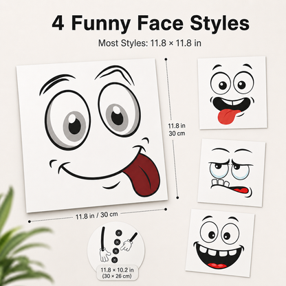 😜 Funny Cartoon Face Decal Sticker – Trash Bin & Fridge Decor 🗑️