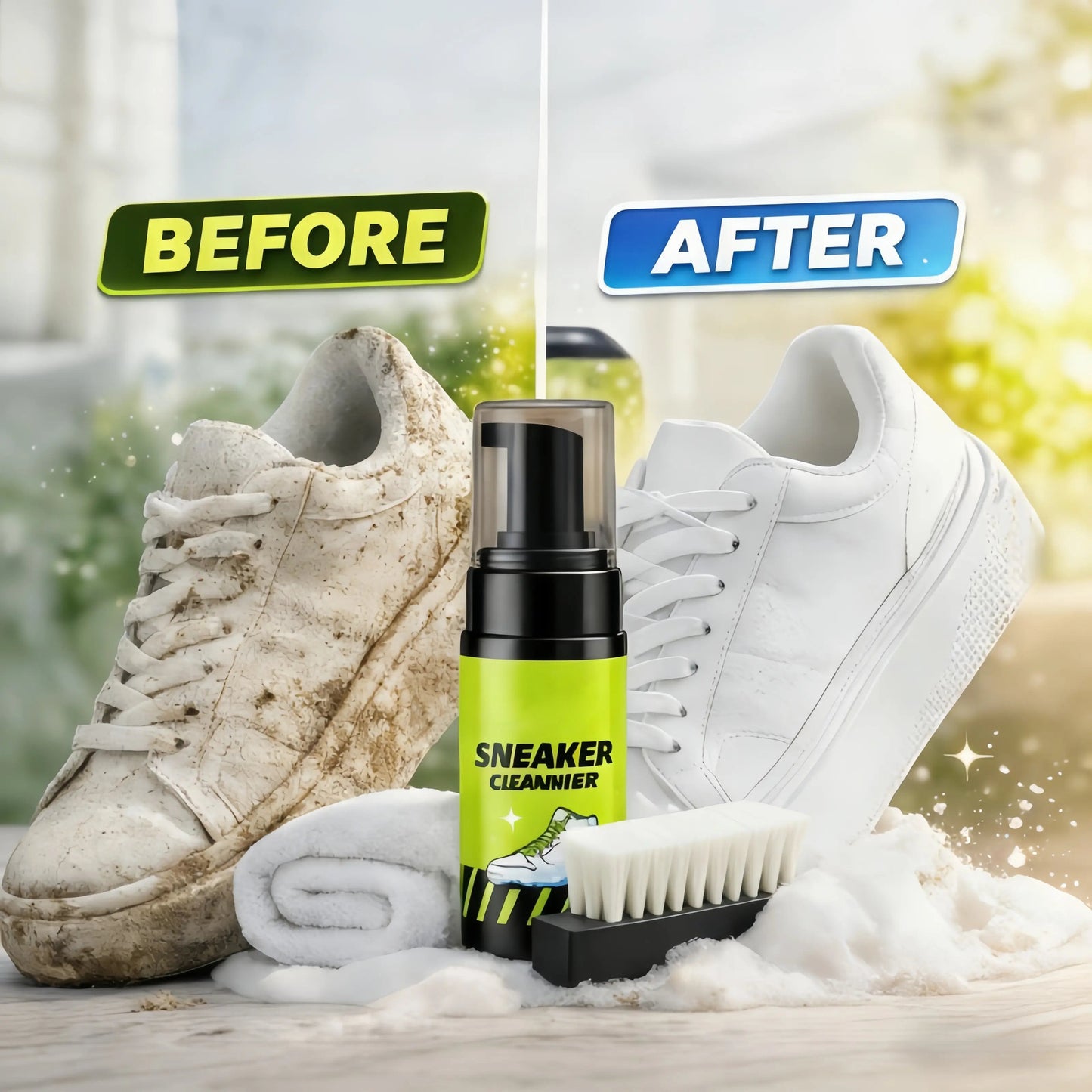 👟 Foam Shoe Cleaning Kit – Sneaker Cleaner With Brush & Microfiber Towel ✨