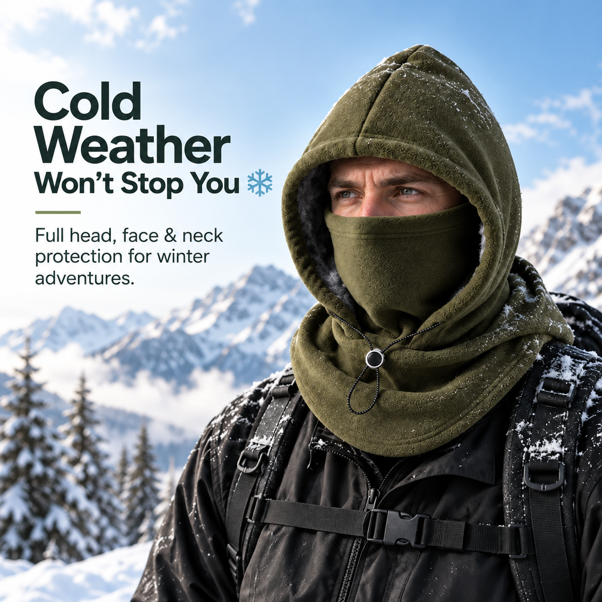 ❄️ 3-in-1 Thermal Fleece Balaclava Hood | Windproof Neck & Face Warmer 🏂