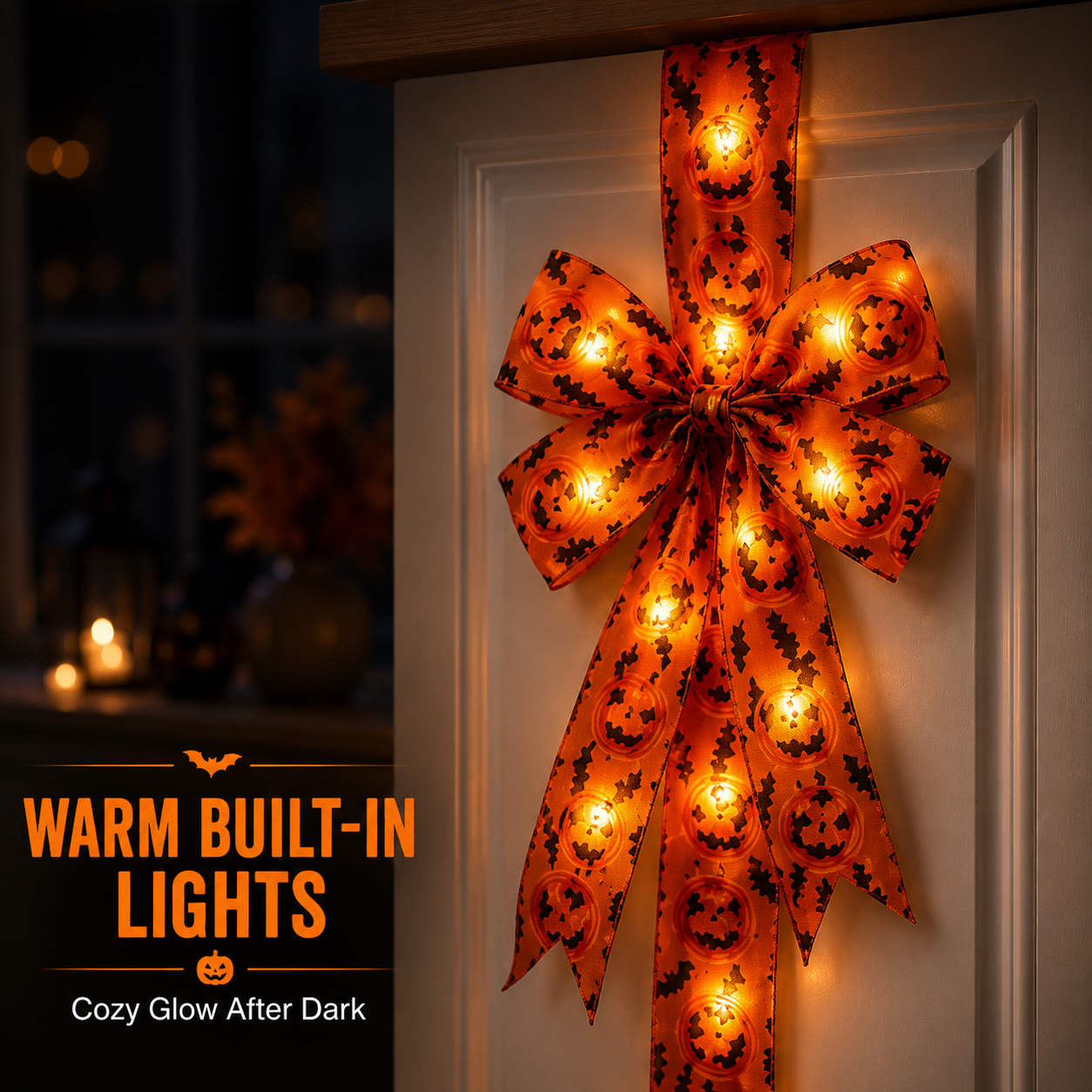🎃 Light-Up Halloween Bow with Warm LEDs ✨