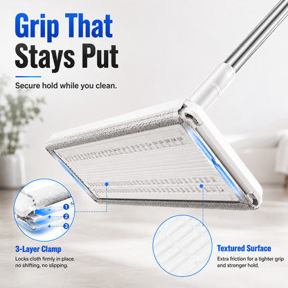 🔥 50% OFF Limited Deal 🧼 One-Touch Squeeze Flat Mop | 2-Level Water Control for Faster Cleaning