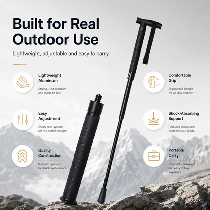 ⛰️ Telescopic Hiking Staff Anti Shock Walking Pole with Emergency Glass Breaker 🥾