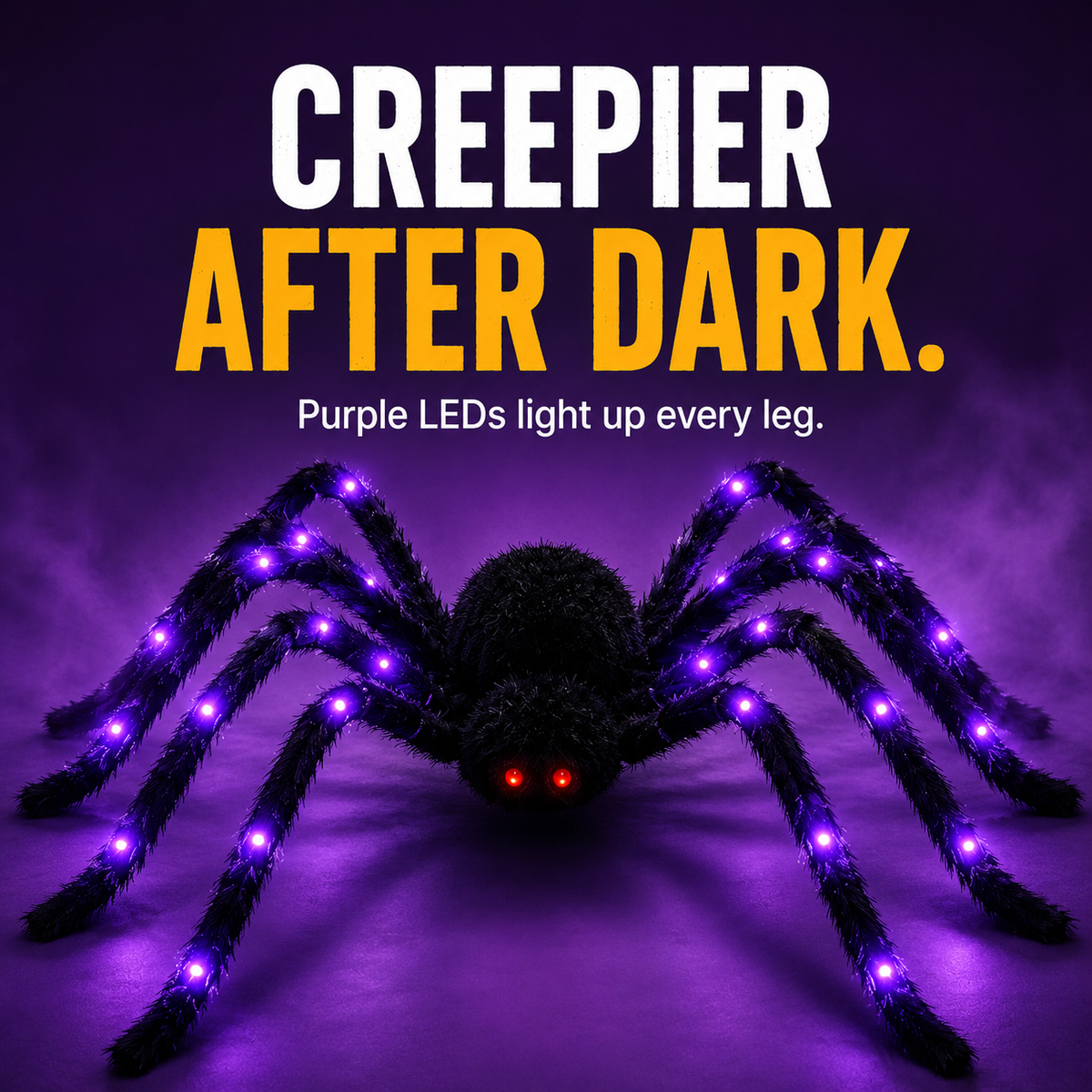 🕷️ Oversized LED Glowing Halloween Giant Plush Spider Prop 🎃
