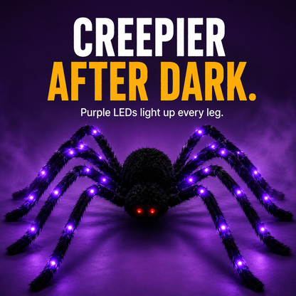 🕷️ Oversized LED Glowing Halloween Giant Plush Spider Prop 🎃