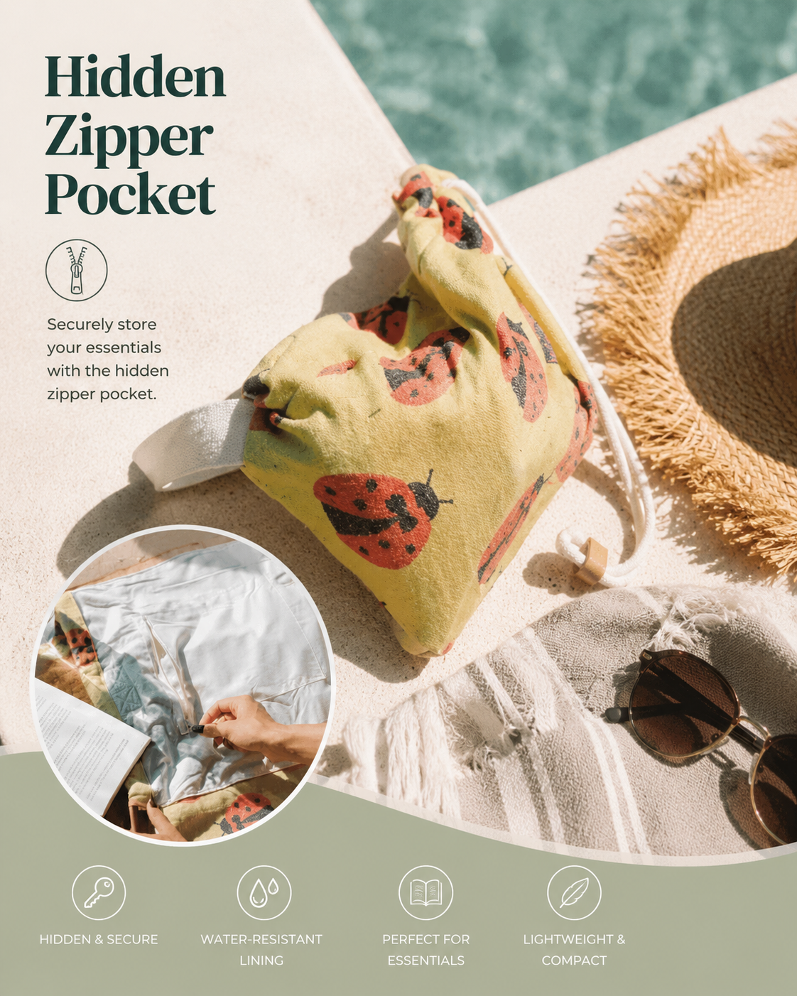 ⏰LAST DAY 49% OFF - 🏖️2-in-1 Convertible Towel & Backpack with Inner Zip Pocket & Sand-Repelling Fabric