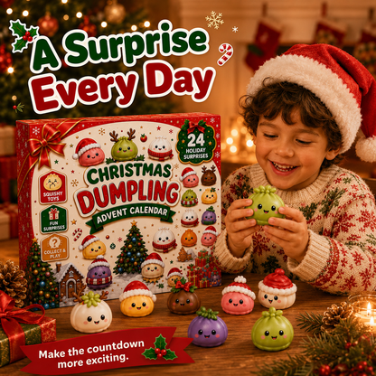 🥟 Christmas Dumpling Squishy Advent Calendar – 24 Days Holiday Toys 🎄
