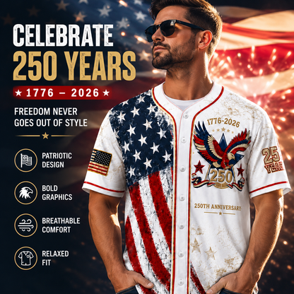 ⏰ Last Day 55% OFF 🇺🇸🦅 America 250th Anniversary Baseball Jersey – 1776–2026 Patriotic Freedom Shirt